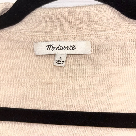 Madewell Merino Wool Polo Sweater Oatmeal Creamy Beige Size Large - Picture 10 of 12